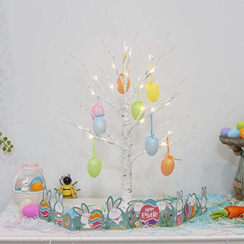 LED Easter Birch Tree Lights w/ Eggs Battery Powered
