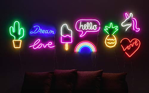 17” x 12” inch LED Neon ‘White & Pink “hello” Word Bubble" Sign for Cool Light Decoration