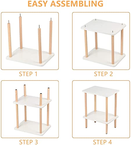 Set of 2 Tall End Tables with Storage Rack
