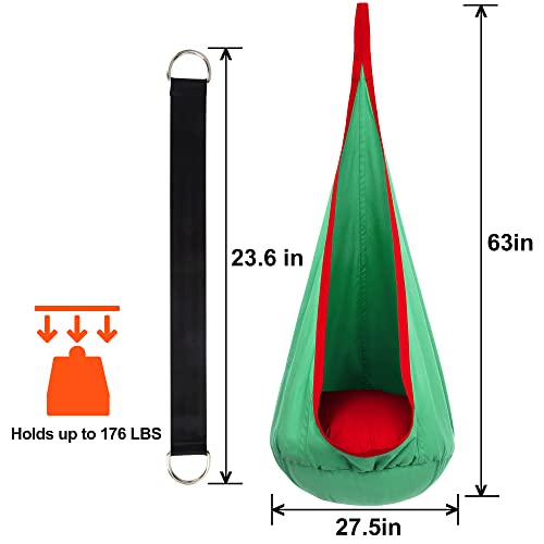 Hanging Hammock Chair with Inflatable Pillow- Max 176 LBs