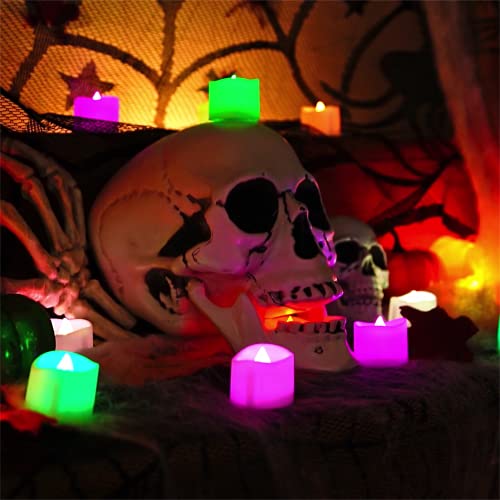 Set of 24 Long-Lasting Battery Operated LED Flameless Tea Light 7-Color Changing Tea Lights with Batteries,