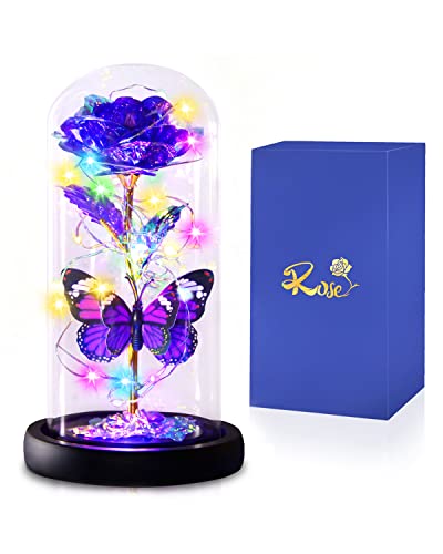 I Love You Mom Galaxy Roses Gifts in Glass Dome for Mothers Day/Birthday