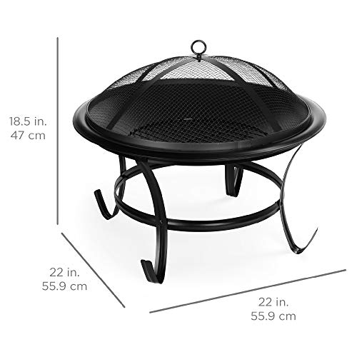 22-inch Outdoor Patio Steel Fire Pit Bowl BBQ Grill for Backyard, Camping