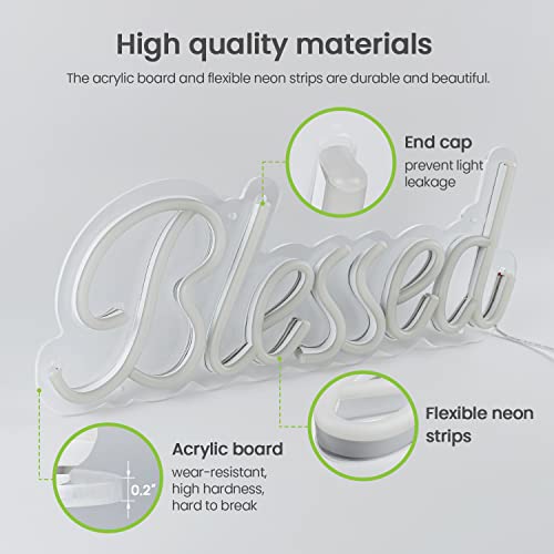 Blessed Neon Sign Dimmable LED Light USB Powered-17.7x6.3 Inches
