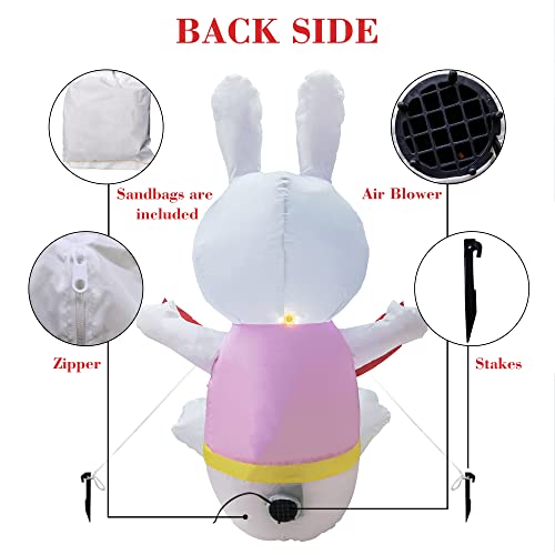 Easter Inflatables Bunny, 3.5FT w/ Built-in LED Lights