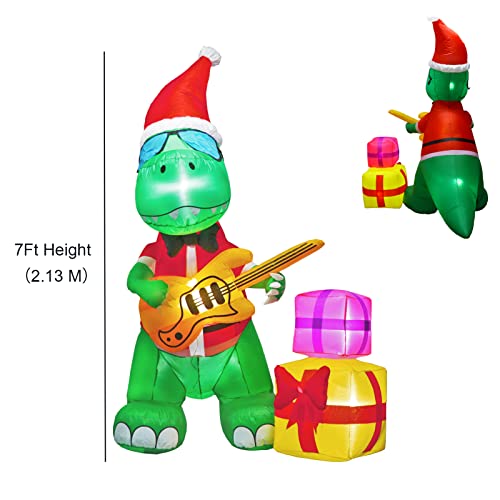 7Ft Christmas West Bay Inflatable Dinosaur w/ Built-in LED