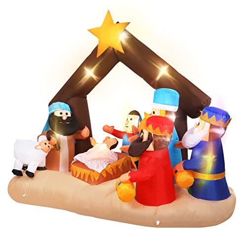 6.5 ft Christmas Inflatable table Nativity Scene with LED Lights