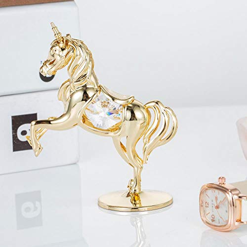 24K Gold Plated Unicorn Ornament w/ Crystals Home Decoration