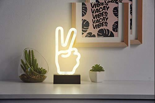 9" inch LED Neon White Peace Hand Night Light