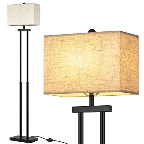 Black Standing Lamp w/ Foot Switch, Farmhouse Modern Tall Lamp