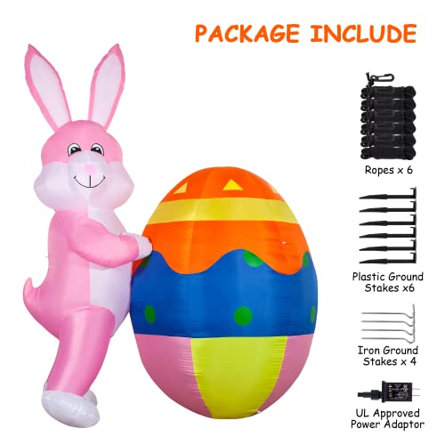 8 FT Height Easter Inflatable Outdoor Decorations Bunny with Egg