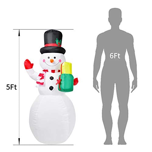 5 FT Inflatable Christmas Snowman Rotating Led Lights Holiday Blow Up Inflatables