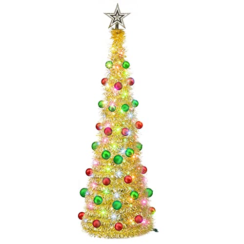 5 FT -50 LED Multi-Colored Lighted Artificial Tinsel Halloween & Christmas Tree