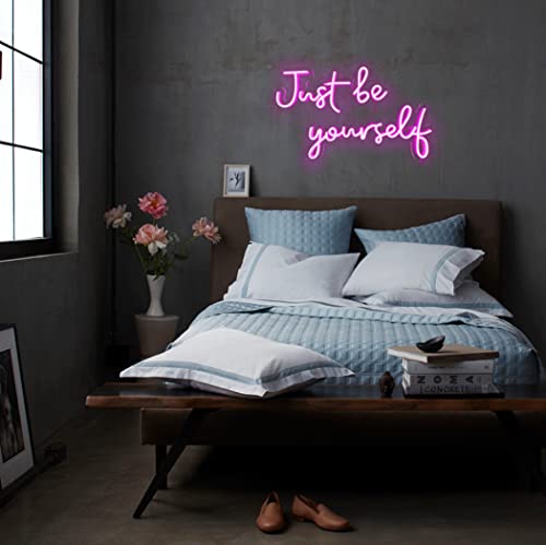 Just Be Yourself Neon Signs for Wall Decor, Powered by USB- Light Pink