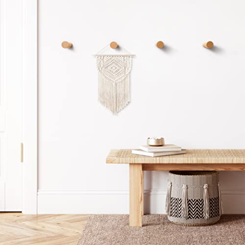 Natural Wooden Wall Hooks - Pack of 4