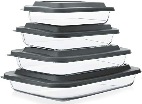 8-Piece Deep Glass Baking Dish Set w/ Plastic Lids