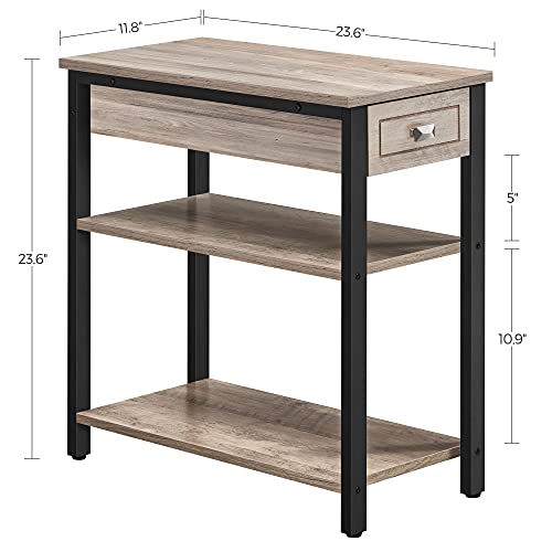 Side Table w/ Drawer & 2 Wooden Shelves