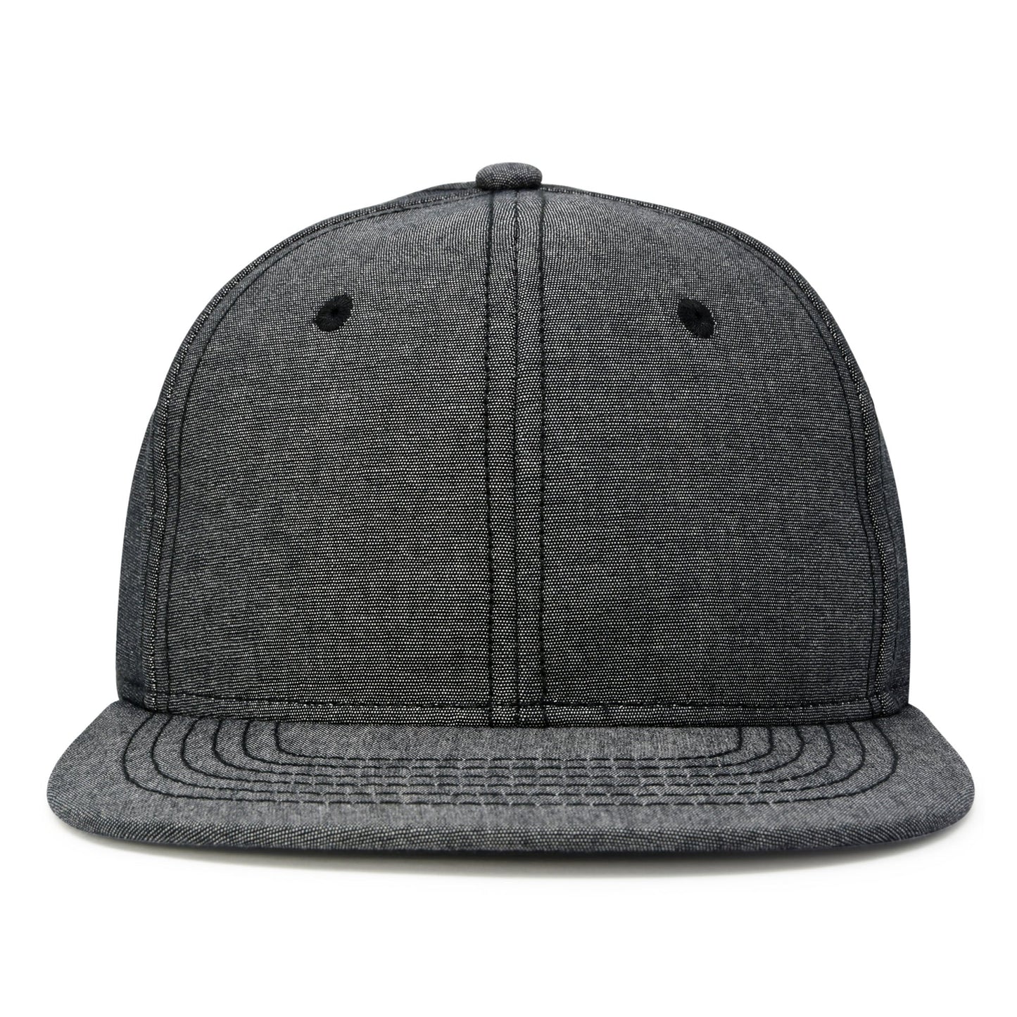 Men's Premium Flat Bill Snapback Chambray Hat 6 Panel Cap