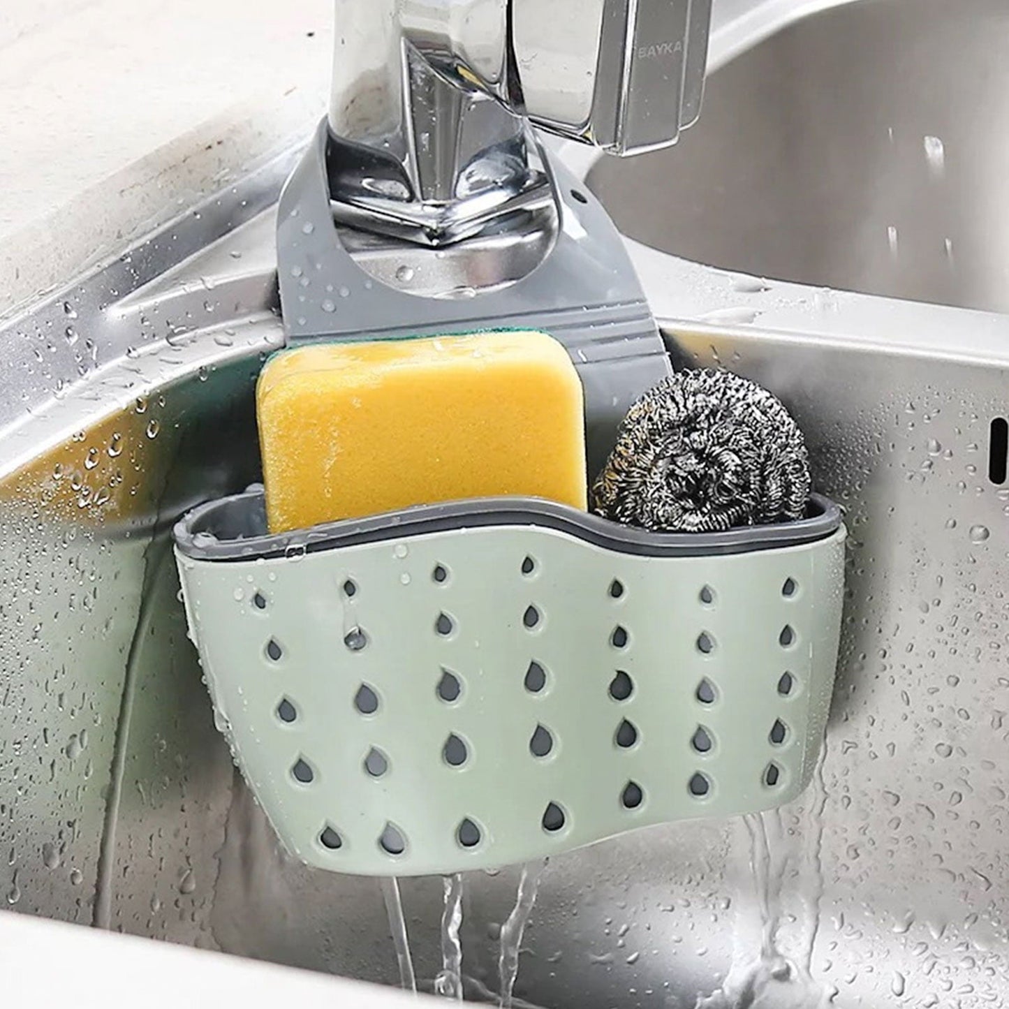 Adjustable Rubber Sink Caddy Kitchen Hanging Sponge Holder