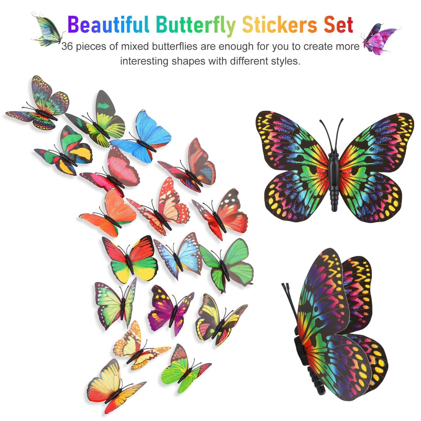 12Pcs Luminous 3D Butterfly Wall Stickers w/ Led Lights