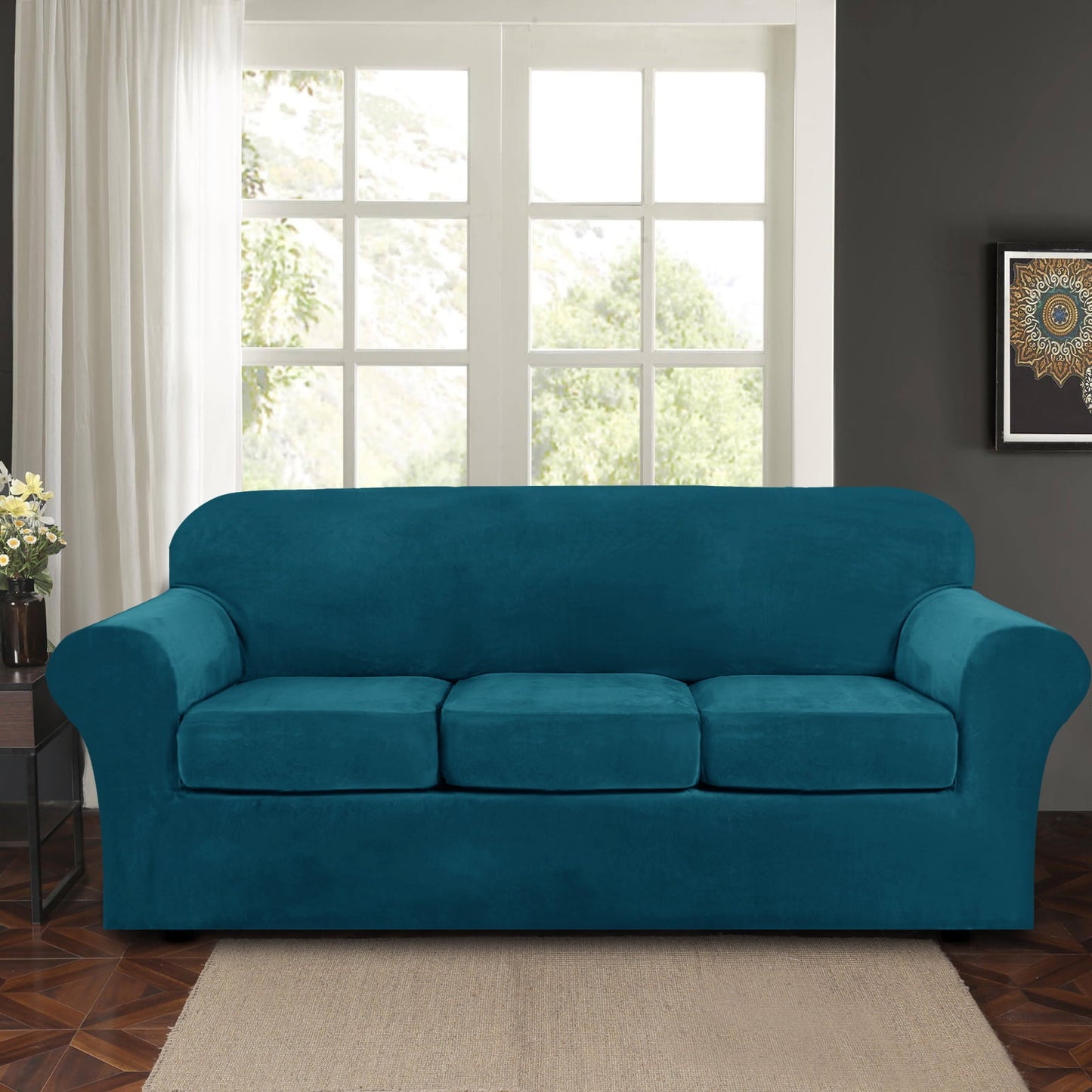 Sofa Covers for 3 Seaters (Base Cover Plus 3 Individual Cushion Covers)
