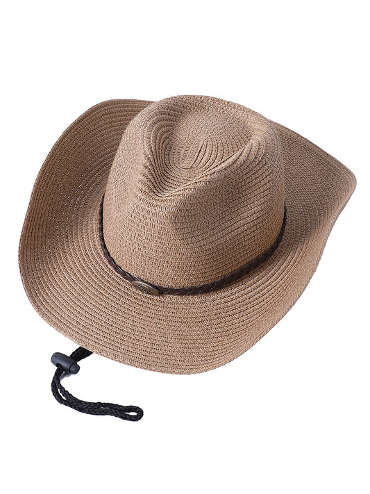 Women/ Men Straw Western Cowboy Hat w/ Adjustable Strap