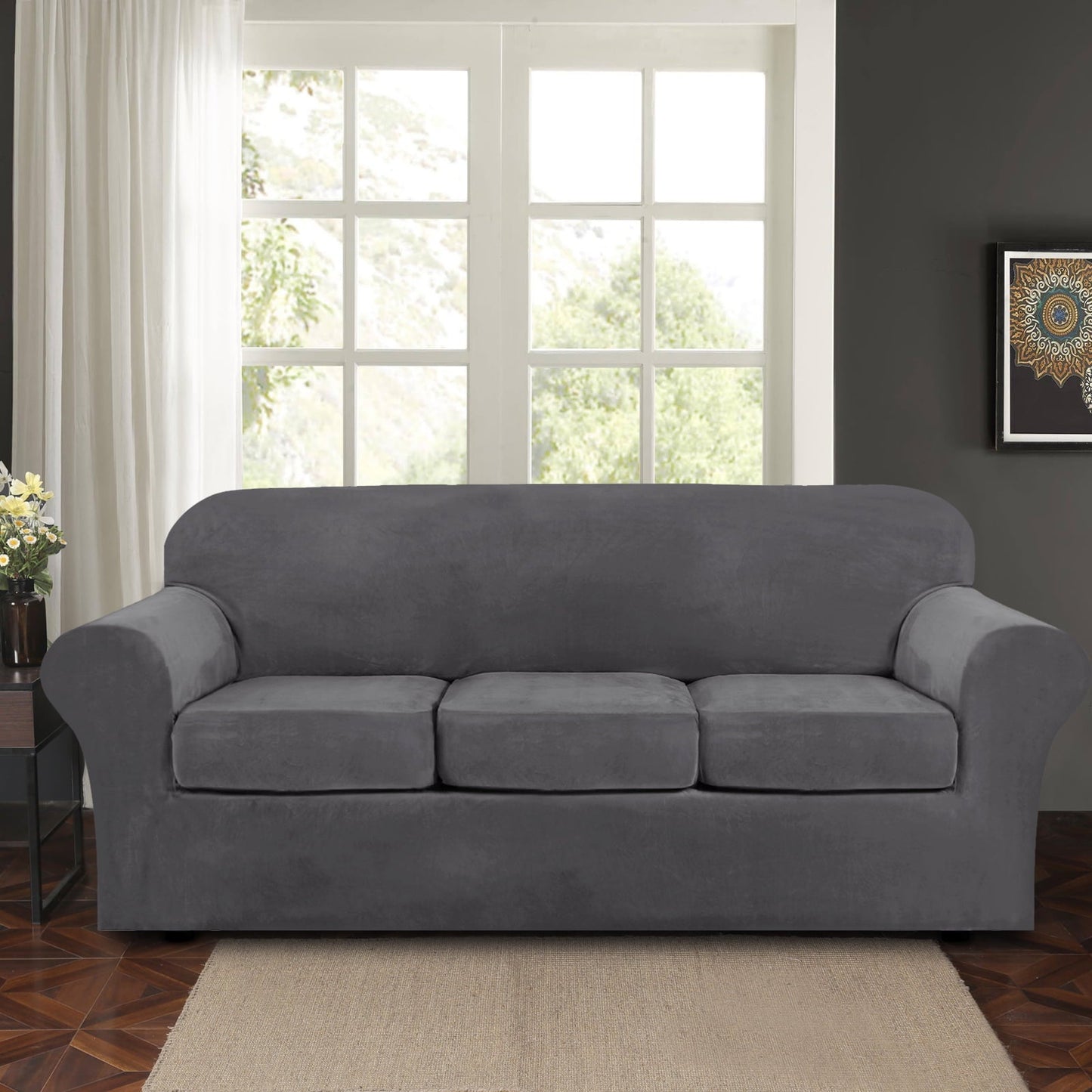 Sofa Covers for 3 Seaters (Base Cover Plus 3 Individual Cushion Covers)