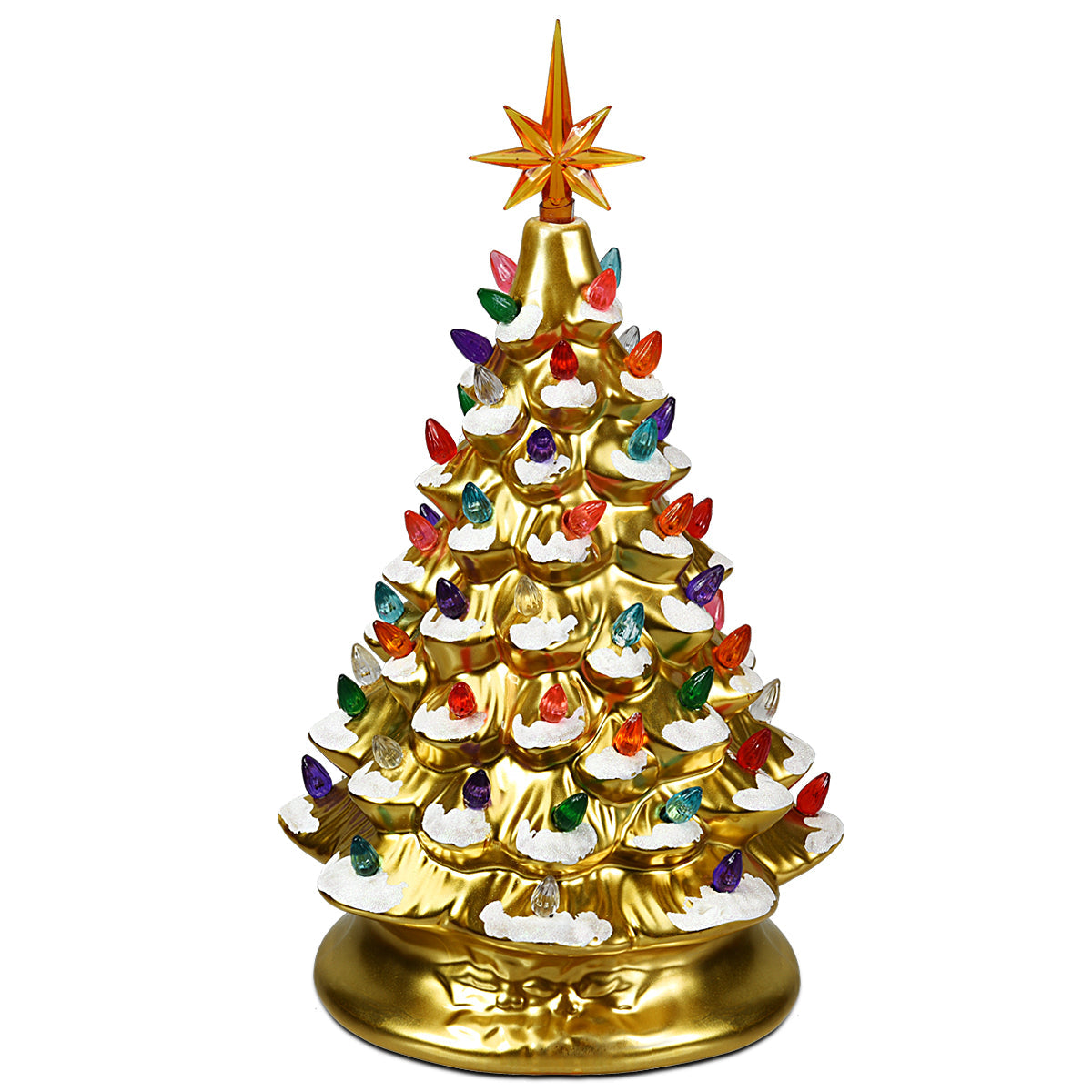 15''Pre-lit Hand-Painted Ceramic Tabletop Christmas Tree