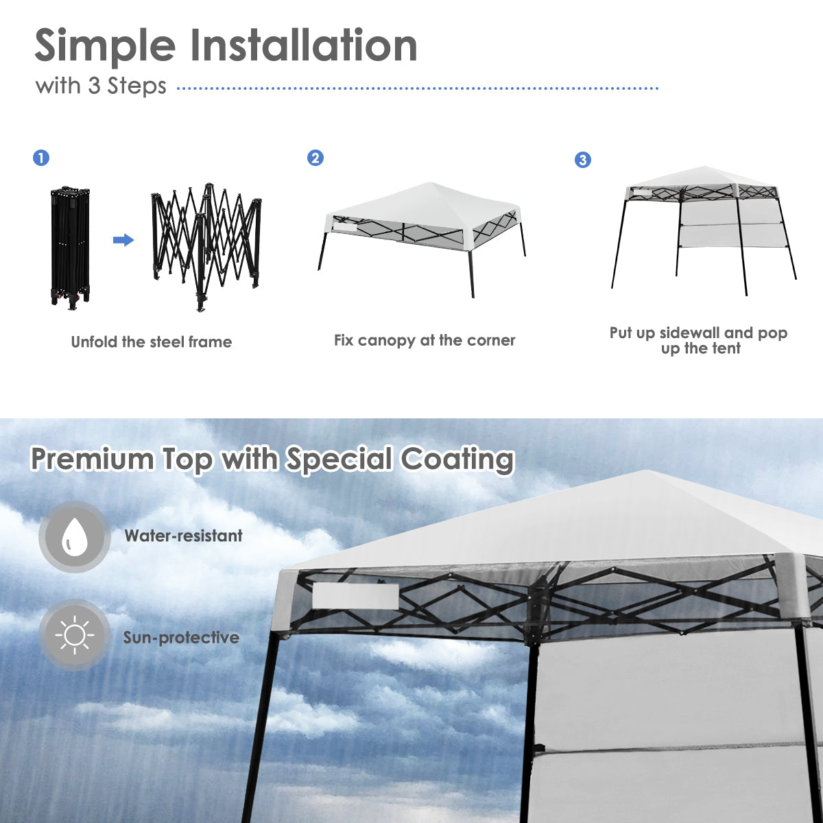 7' x 7' Gray Pop-up Outdoor Canopies