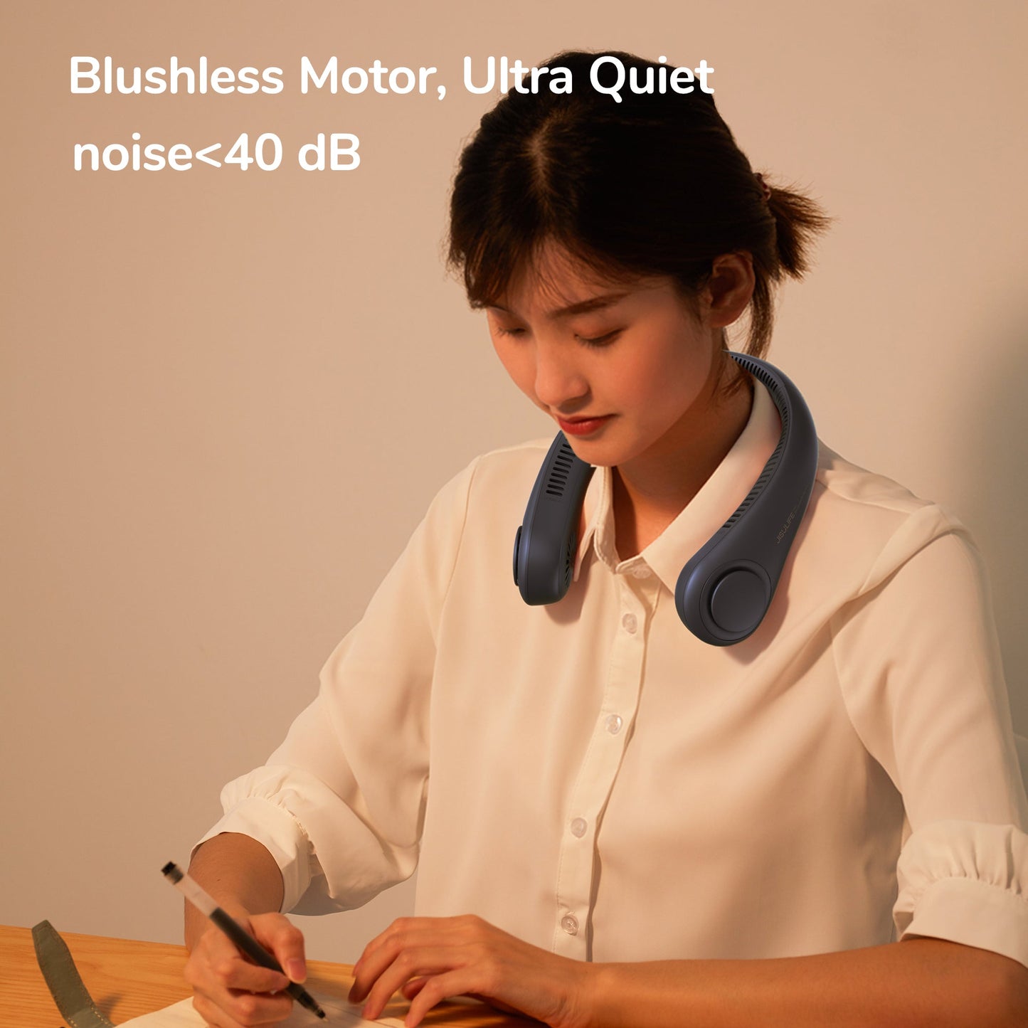 Portable Neck Fan, 4000 mAh Battery Powered Bladeless  w/ 3 Speeds