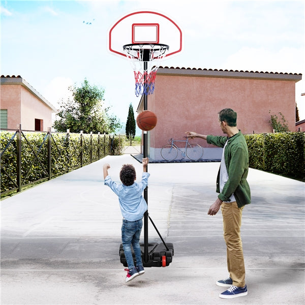 6.4-8.2 Ft. Height Adjustable Basketball Hoop System for Kids w/ Wheels