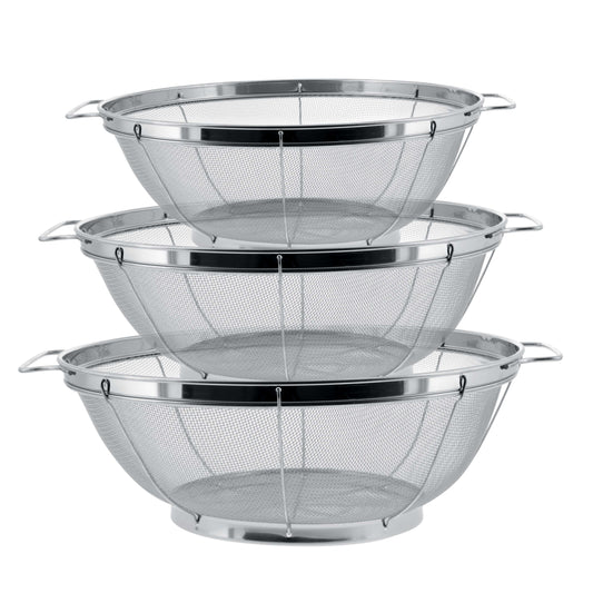 3 Pieces Colander Set-Stainless Steel Wired Mesh Strainer Baskets