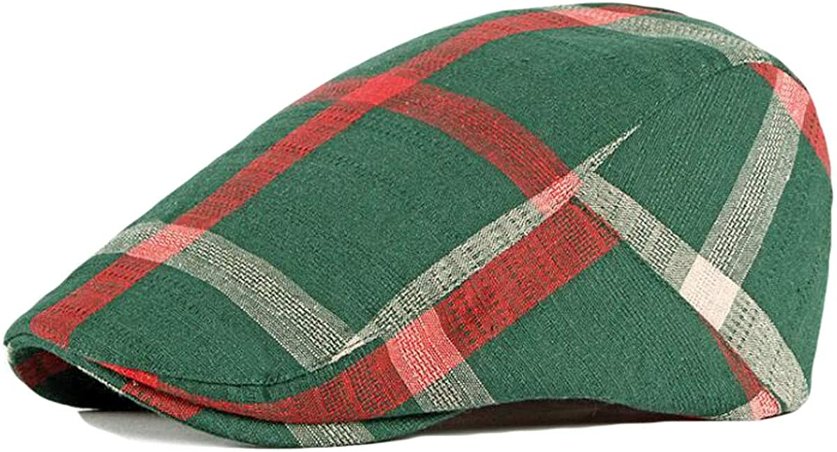 2 Pack Men's Cotton Flat Cap Ivy Gatsby Newsboy Hat (M)