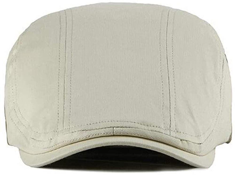 2 Pack Men's Cotton Flat Cap Ivy Gatsby Newsboy Hat (M)