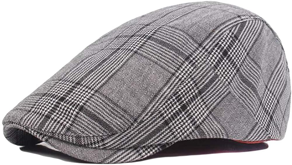 2 Pack Men's Cotton Flat Cap Ivy Gatsby Newsboy Hat (M)