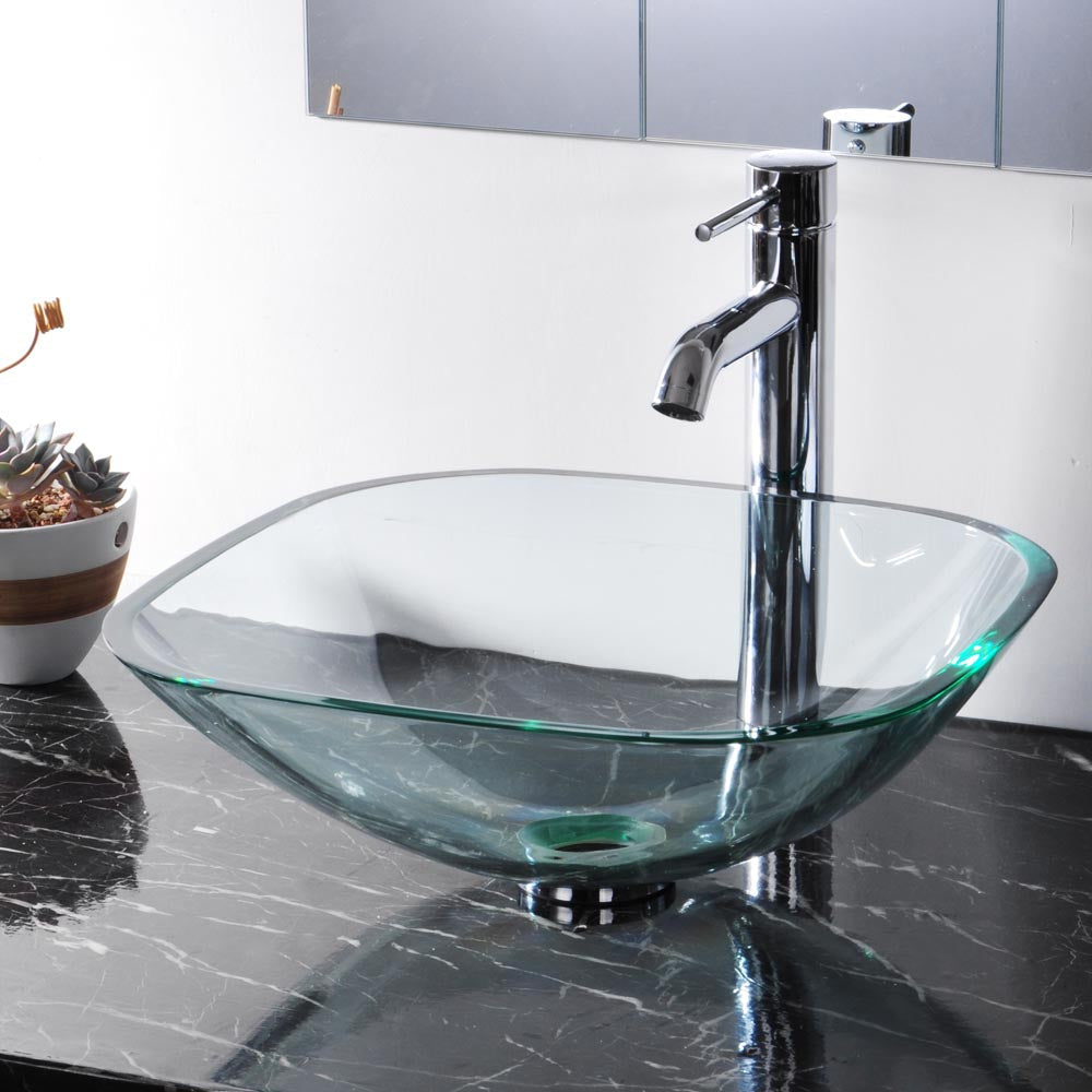Bathroom Tempered Glass Round Vessel Sink