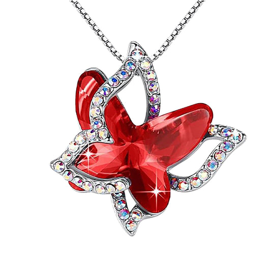 Crystal Butterfly Necklace for Women