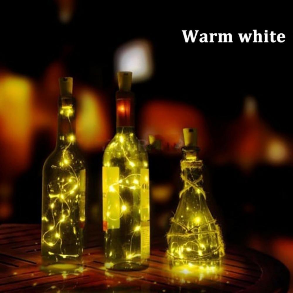 20 LED Wine Bottle Lights w/ Cork 6.5ft Silver Wire