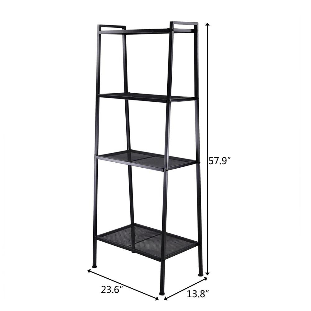 4 Tier Metal Leaning Ladder Shelf Bookcase