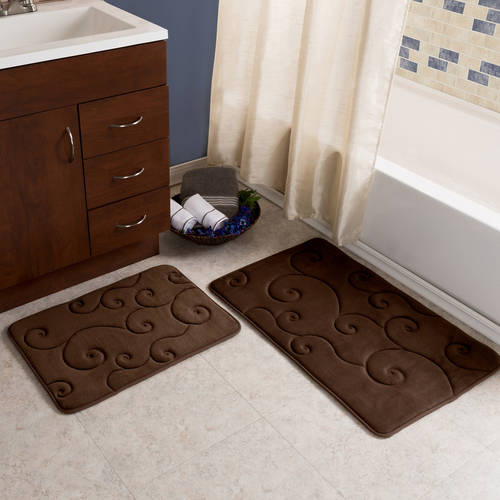 2-Pieces Memory Foam Bath Mat Set