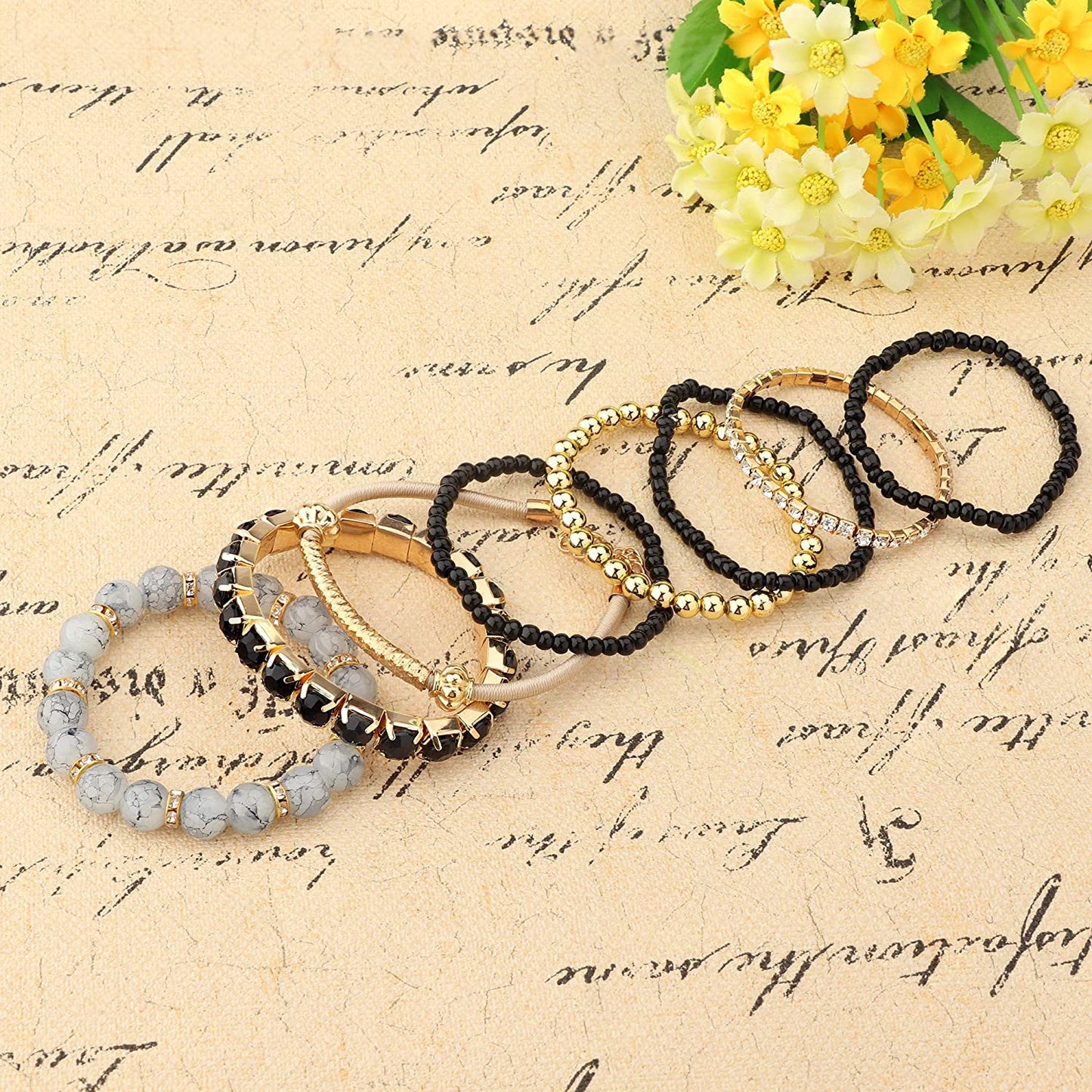 2-4 Sets Beaded Stackable Aesthetic Stretch Multilayered Bohemian Bracelets Set