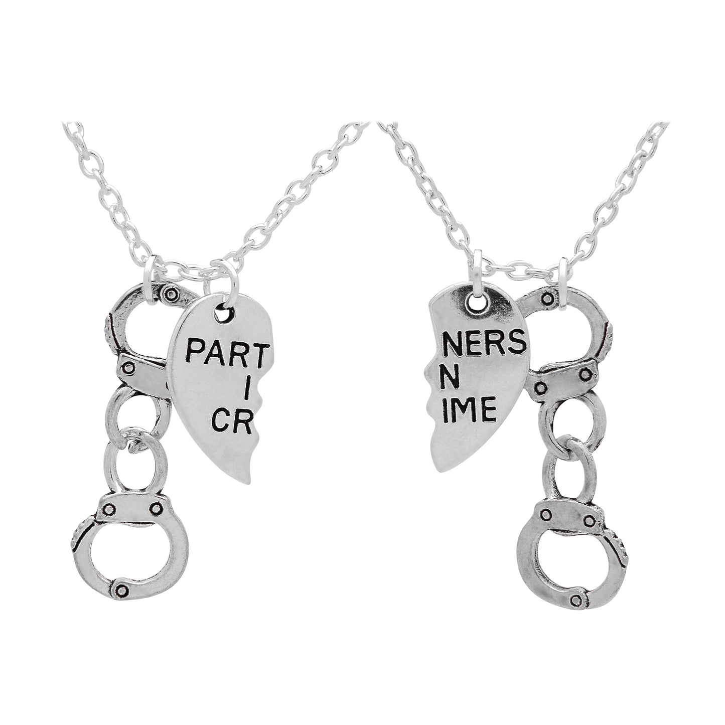 Silver Partners in Crime Necklaces for Couples