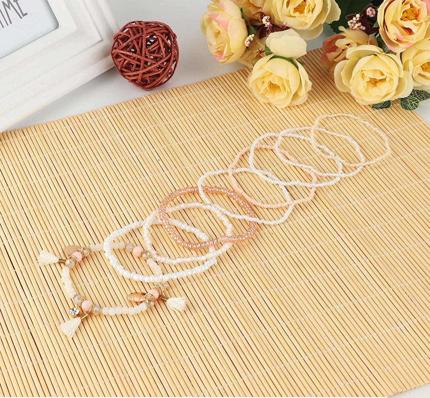 3-6 Sets Bohemian Beaded Multilayer Stretch Stackable Bracelet