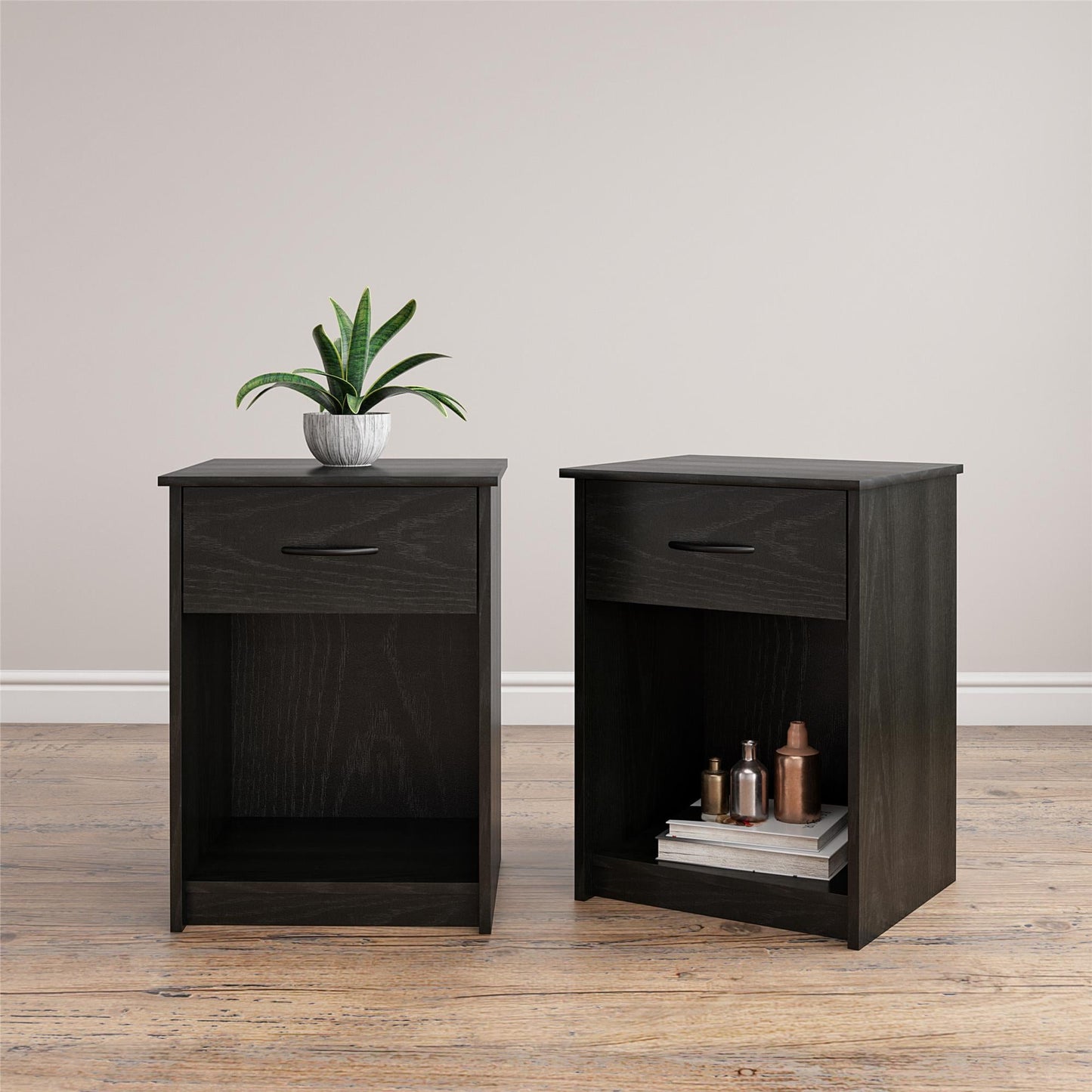 Nightstand with Drawer, White