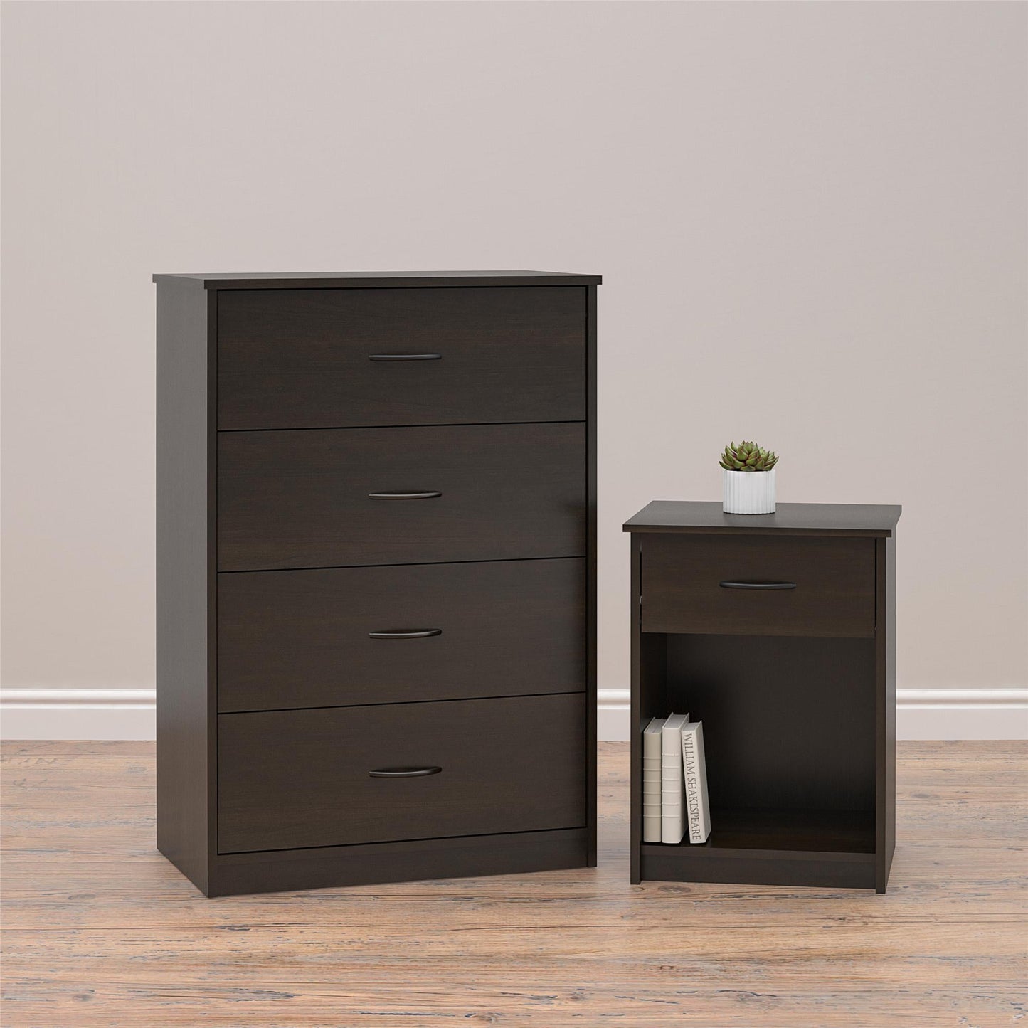 Nightstand with Drawer, White