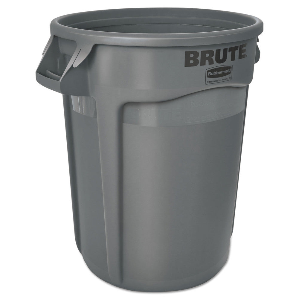 32 gal Brute Round Plastic Garage Trash Can, Gray