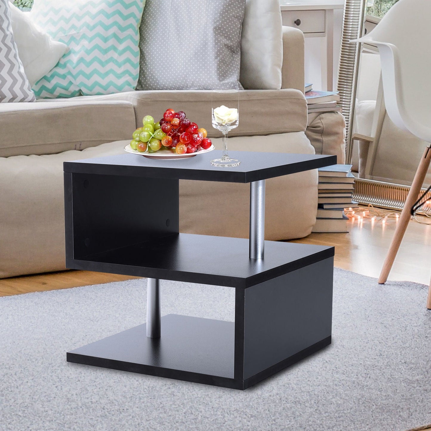 20" Modern Design S-Shaped Multi Level End Table