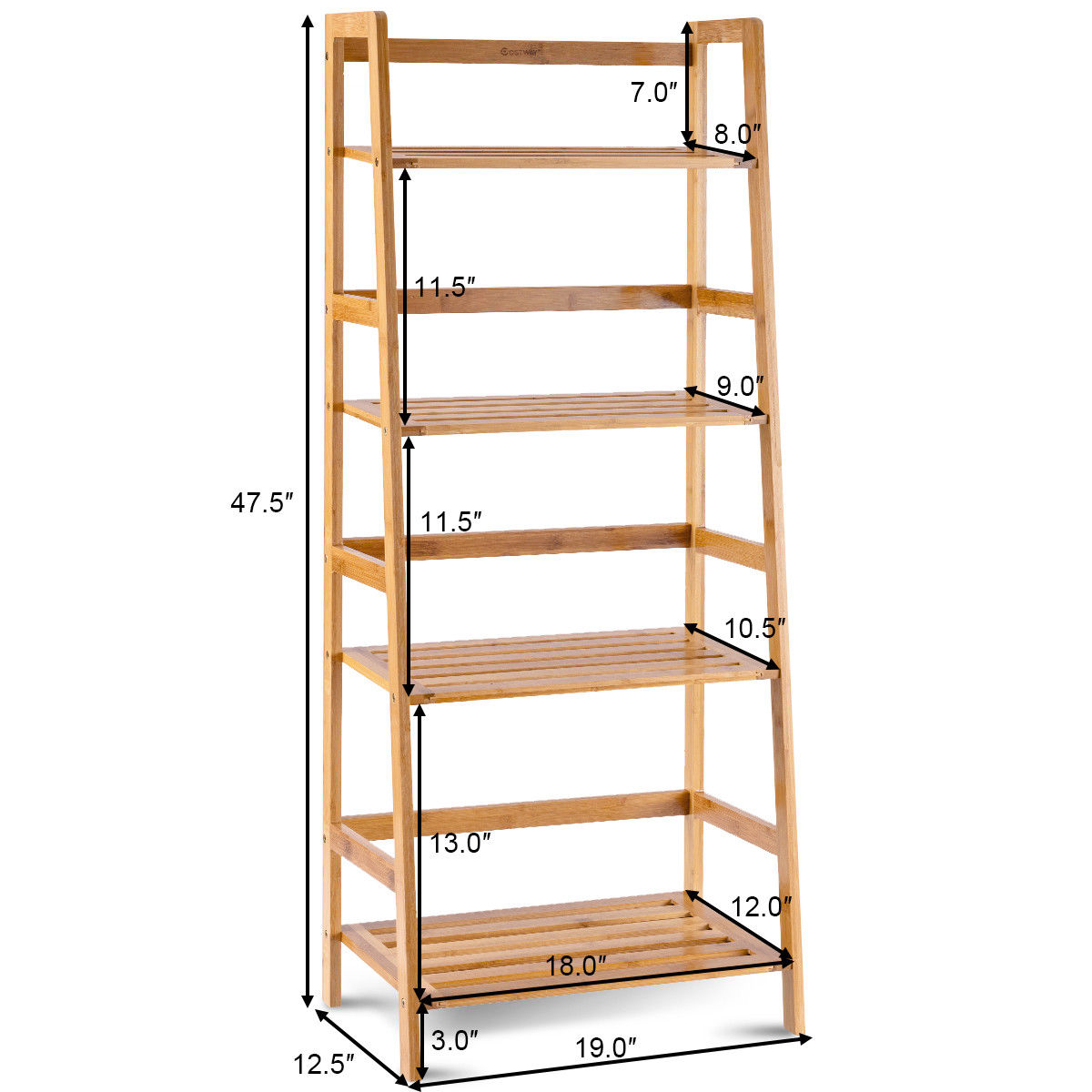 4-Shelf Bamboo Freestanding