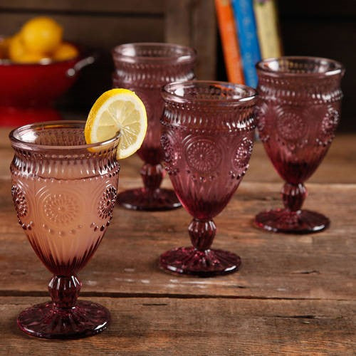 Set of 4 -12-Ounce Footed Glass Goblets