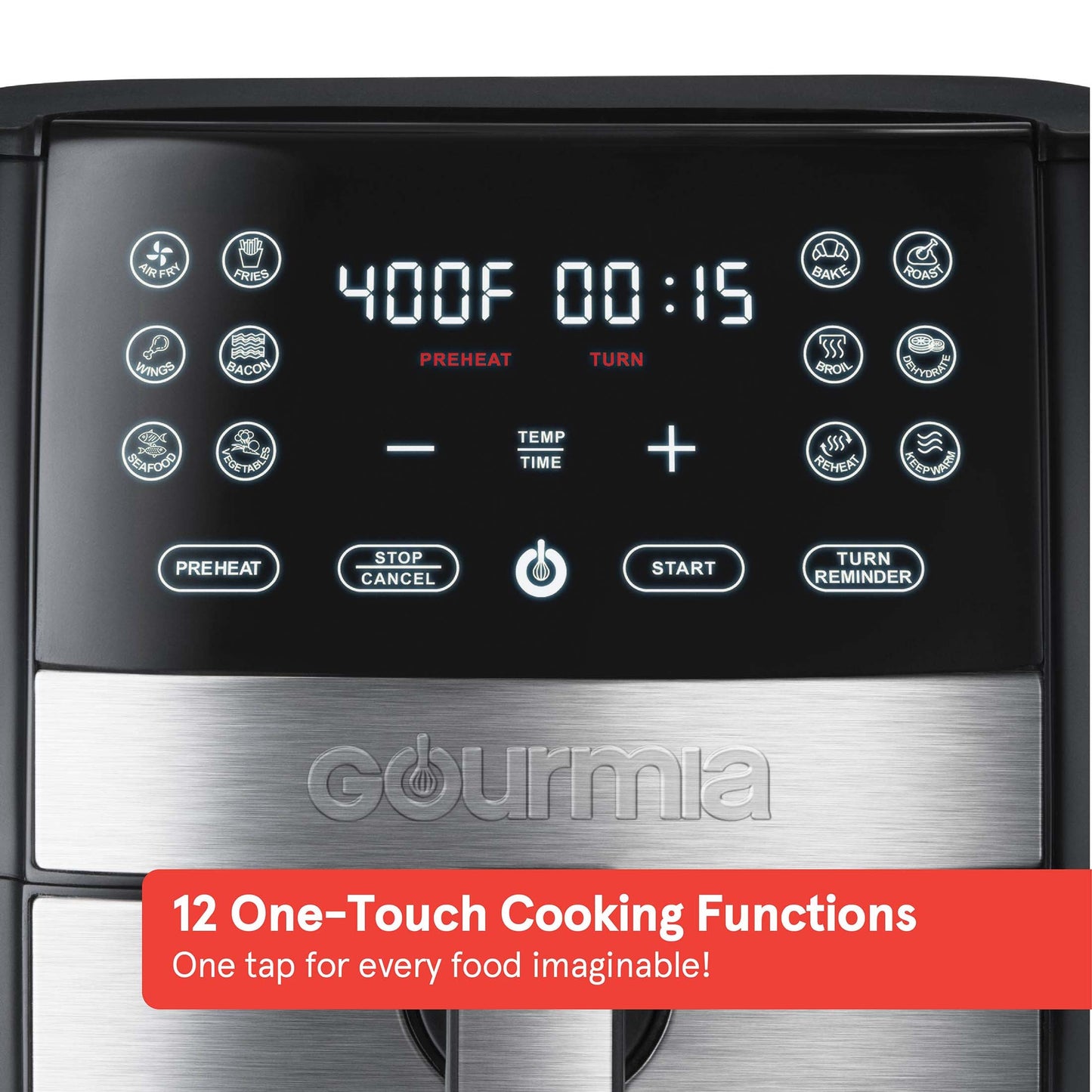 8 QT Digital Air Fryer w/ FryForce 360, Black/Stainless Steel